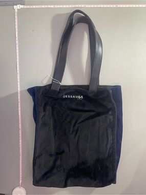 Dessange Paris Velvet Tote Bag in Black and Navy Rare